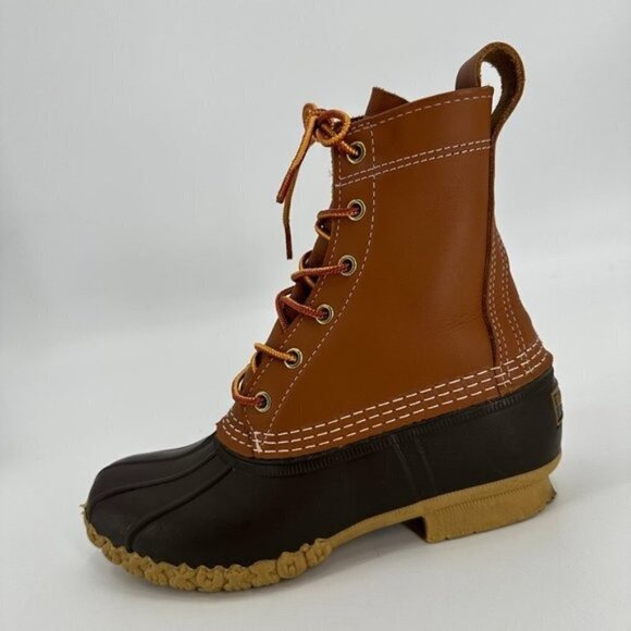 L.L. Bean Original Classic Brown Bean Leather Waterproof Rain Lace Up 6 Boots - Picture 1 of 9